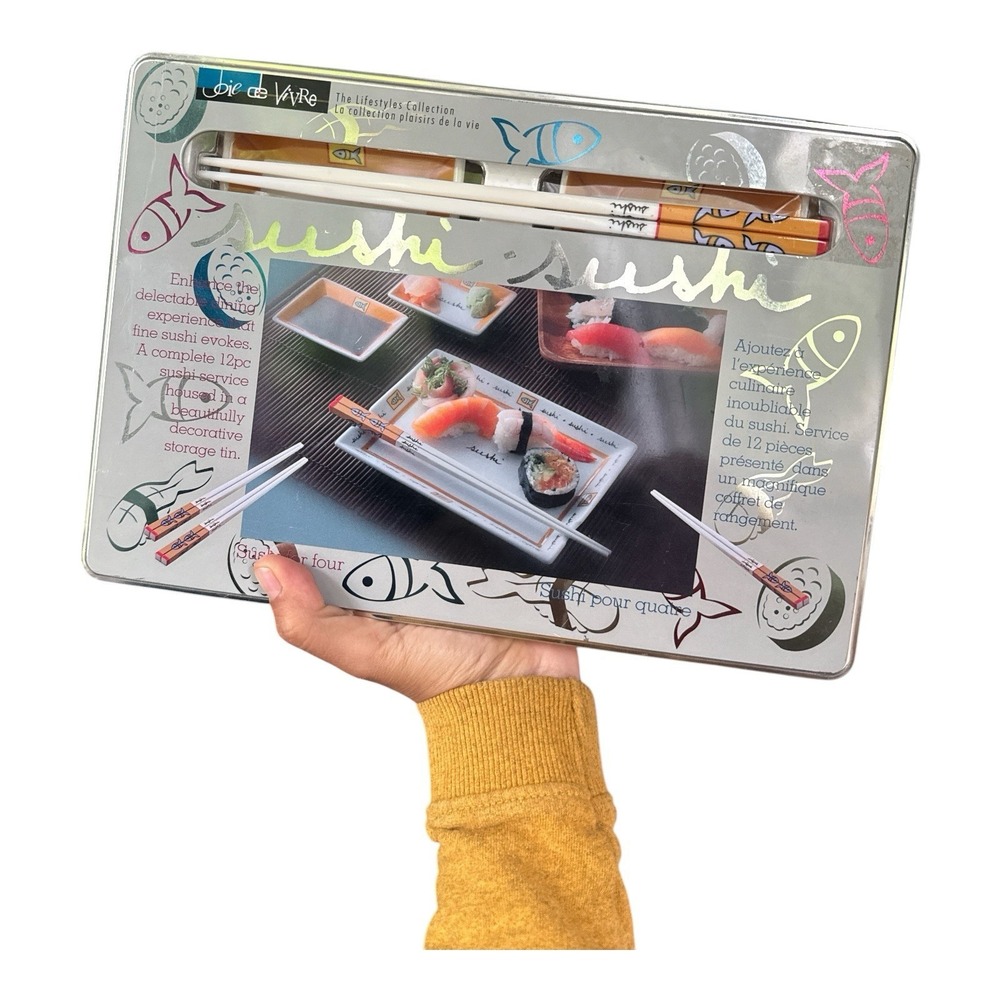 Joie de Vivre Ceramic Sushi Dinner Set For 4 12pc Lifestyles Collection NOB